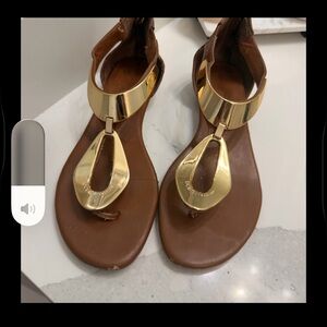 MICHAEL Michael Kors Gold and Brown Sandals